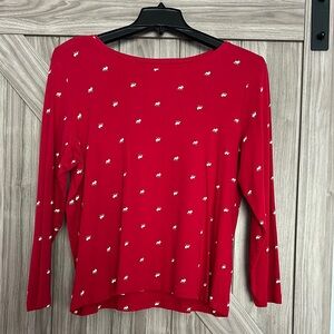 CJ Banks Red and White Blouse with Long Sleeves